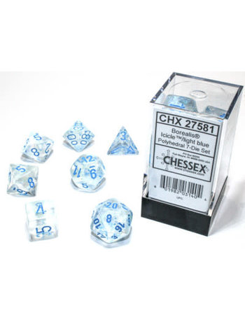 Chessex Set 7D Poly Borealis Luminary Glaçons/Bleus