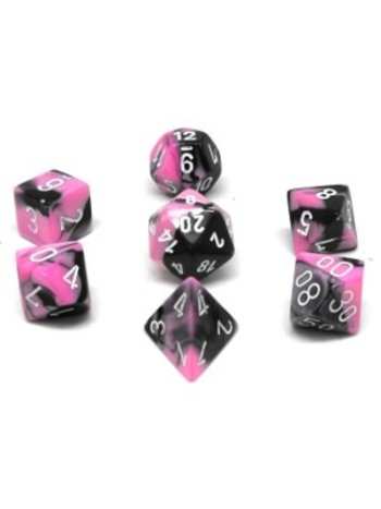 Chessex Set 7D Poly Gemini Black-Pink/White