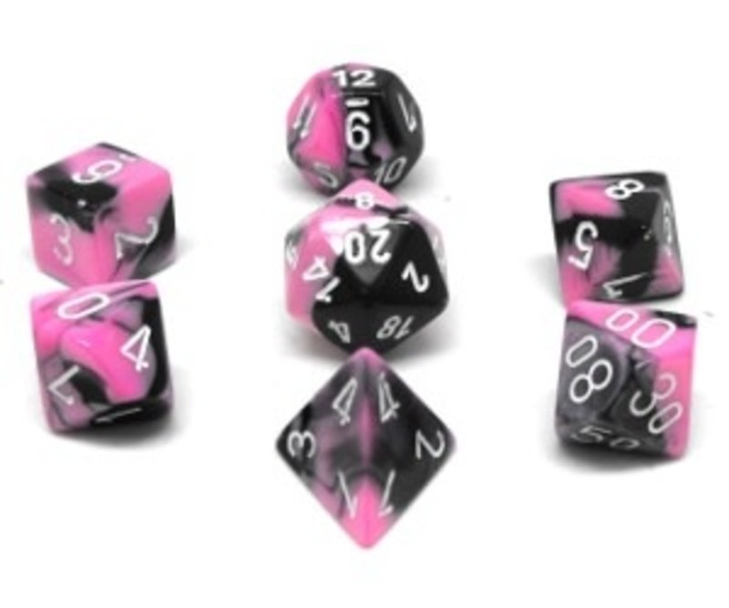 Chessex Set 7D Poly Gemini Black-Pink/White