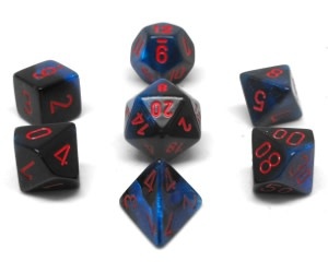 Chessex Set 7D Poly Gemini Ciel Noir Étoilé/Rouge