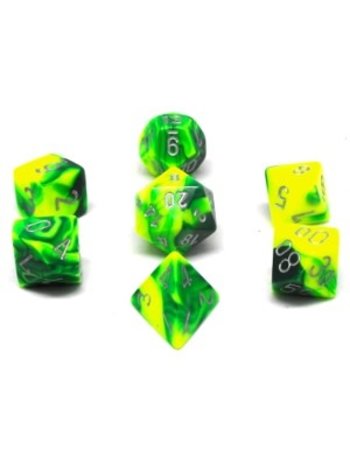 Chessex Set 7D Poly Gemini Green-Yellow/Silver