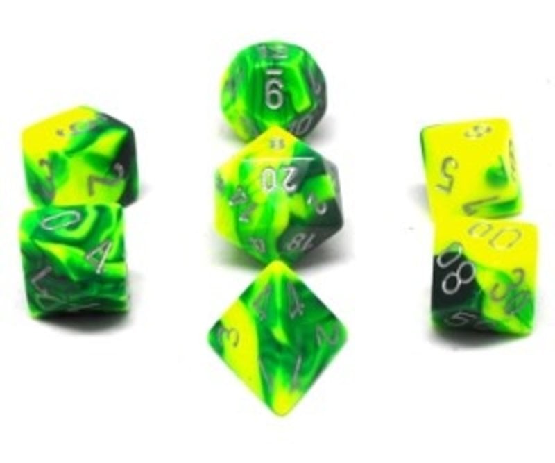 Chessex Set 7D Poly Gemini Green-Yellow/Silver