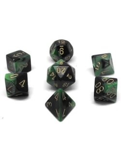 Chessex Set 7D Poly Gemini Noir-Vert/Or