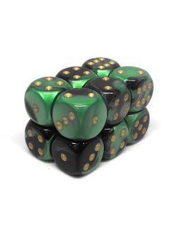 Chessex Brique 12 D6 Noir-Vert/Gold