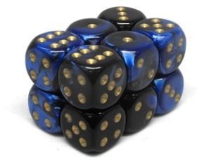 Chessex Brick 12 D6 Gemini Black-Blue/Gold