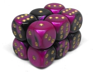 Chessex Brique 12 D6 Black-Purple/Gold