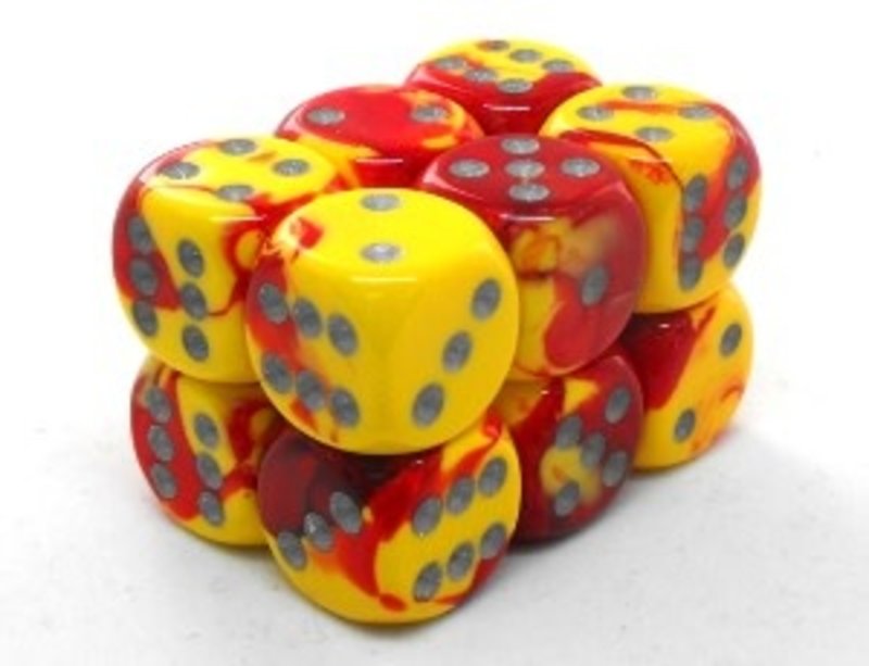 Chessex Brique 12 D6 Gemini Red-Yellow/Silver