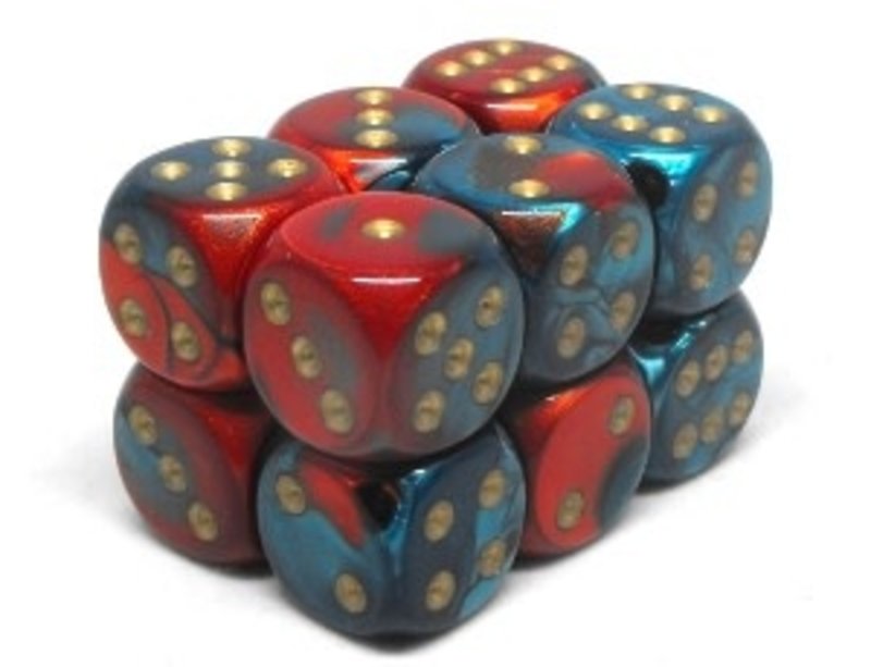 Chessex Brique 12 D6 Gemini Red-Teal/Gold