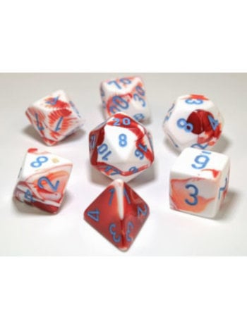 Chessex Lab Dice Set 7D  Poly Gemini Red-White/Blue
