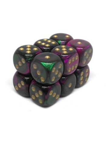 Chessex Brique 12 D6 Gemini Green-Purple/Gold