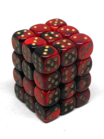 Chessex Set 36 D6 Gemini Black-Red/Gold