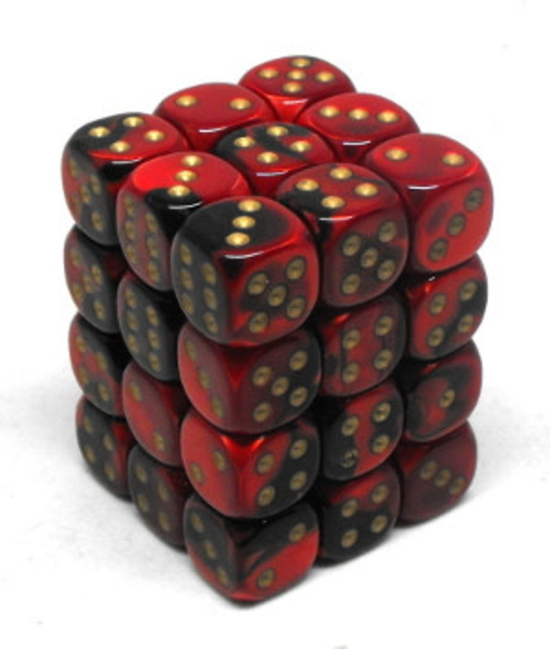 Chessex Set 36 D6 Gemini Black-Red/Gold