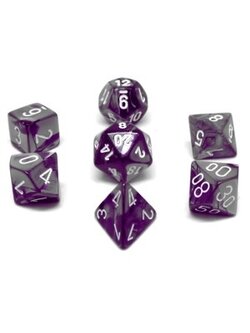 Chessex Set 7D Poly Gemini Violet-Acier/Blanc
