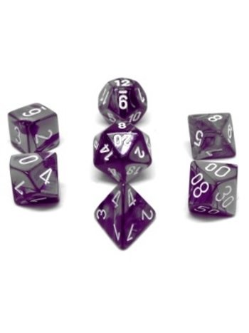 Chessex Set 7D Poly Gemini Purple-Steel/White