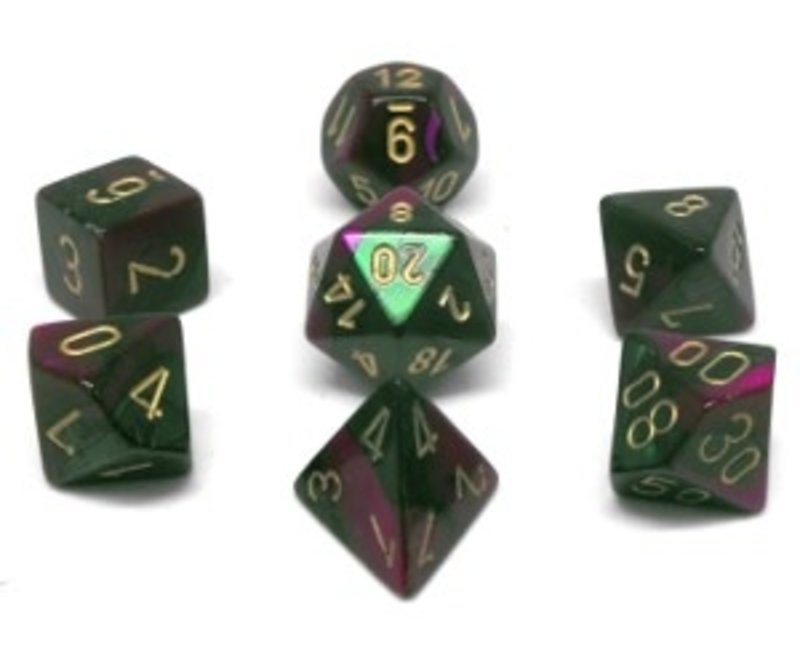 Chessex Set 7D Poly Gemini Green-Purple/Gold