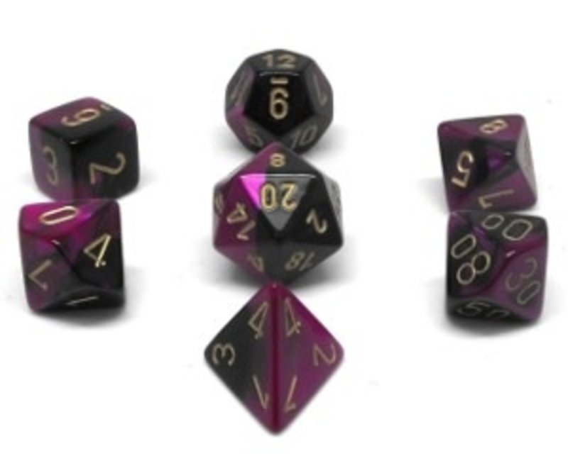 Chessex Set 7D Poly Gemini Black-Purple/Gold