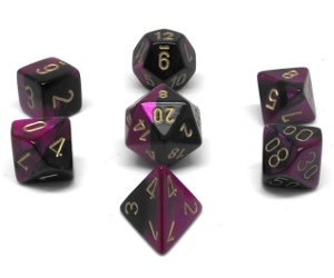 Chessex Set 7D Poly Gemini Noir-Violet/Or