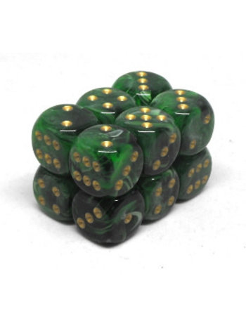 Chessex Brique de 12D6 16mm Vortex Green/gold