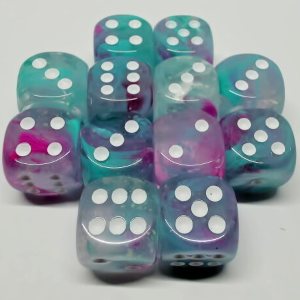Chessex Set 12D6 Nebula Luminary Wisteria/White