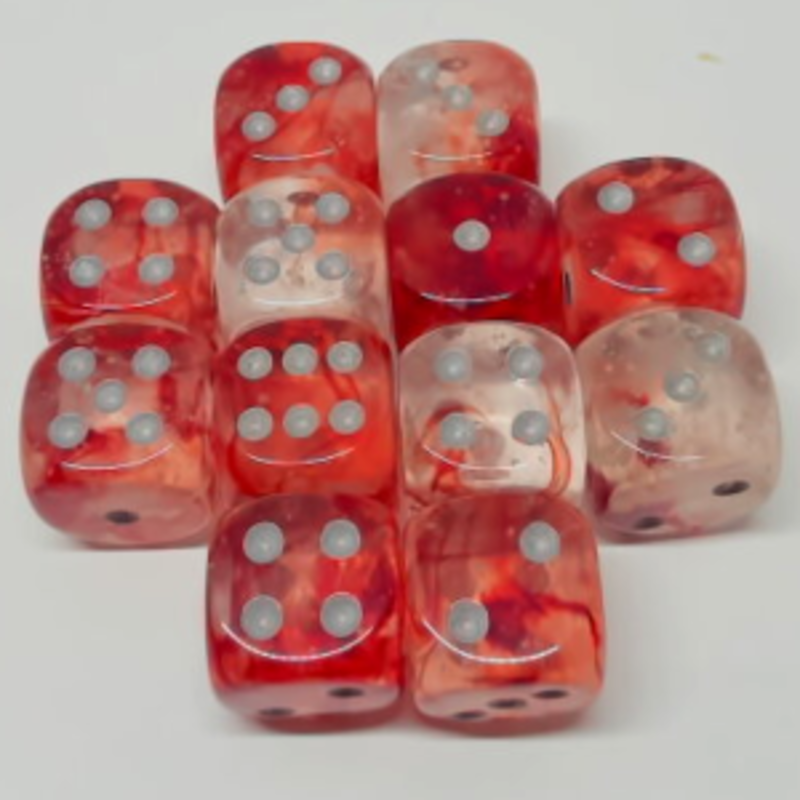 Chessex Set 12D6 Nebula Luminary Red/Silver