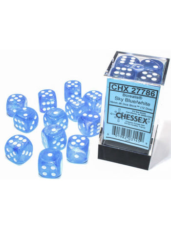 Chessex Brique 12D6 Borealis Luminary Bleu Ciel/Blanc