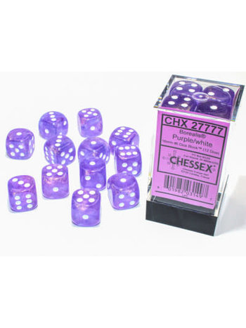 Chessex Brique 12D6 Borealis Violet/Blanc