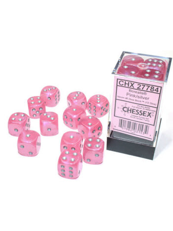 Chessex Set 12D6 Borealis Pink/Silver