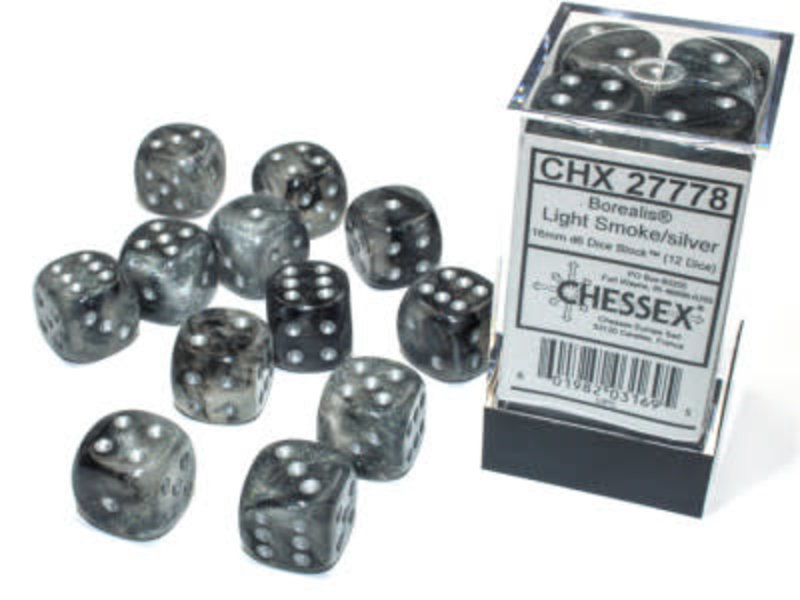 Chessex Set 12D6 Borealis Light Smoke/Silver