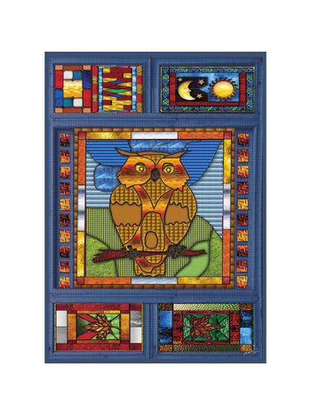 Jacarou Owl in Stained Glass