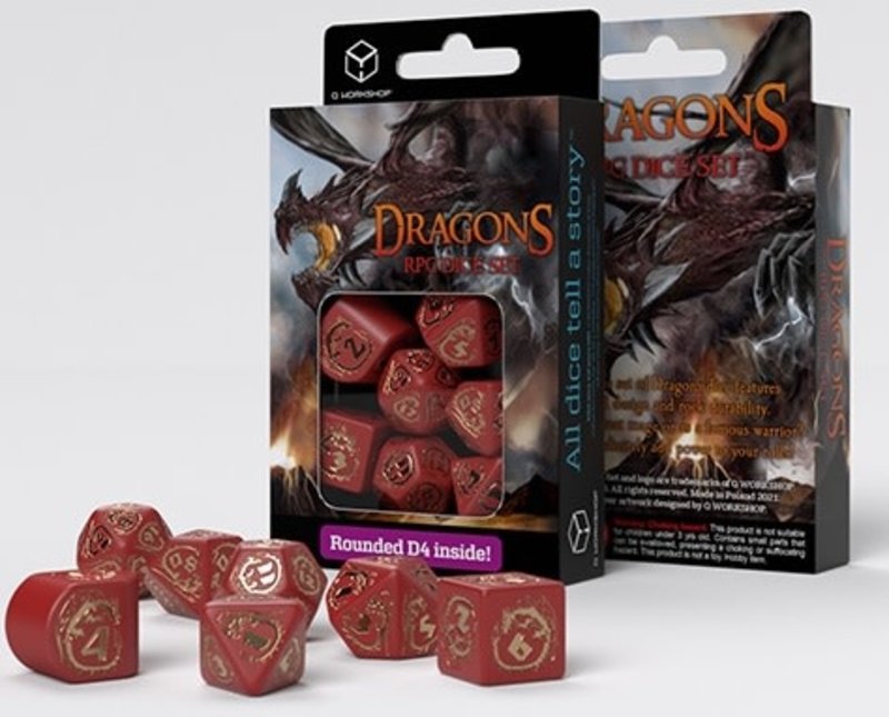 Q Workshop Dragons Modern Dice Set Red/Gold