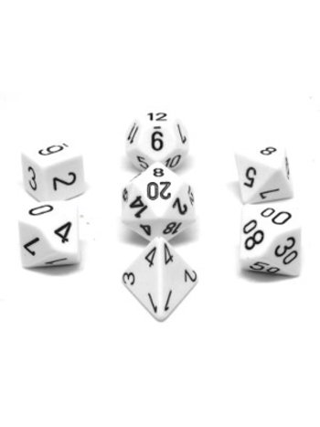 Chessex Set 7D Poly Opaques blanc avec chiffres noirs