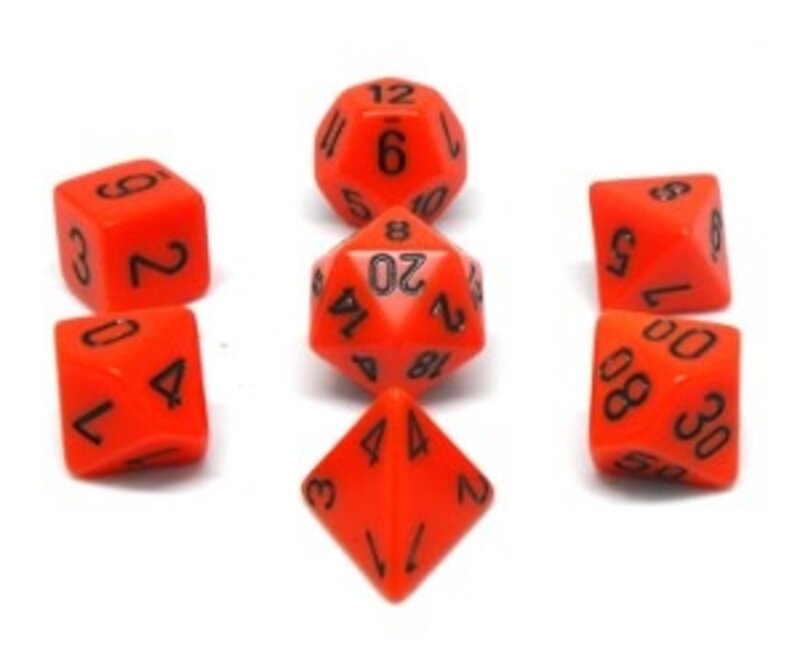 Chessex Set 7D Poly Opaques Orange avec chiffres noirs