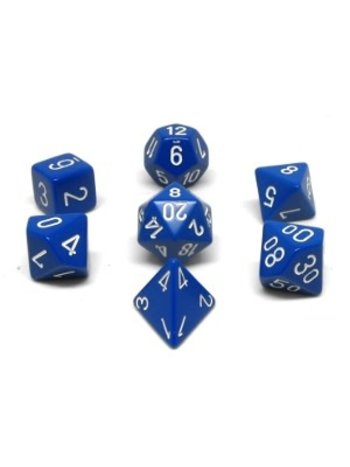 Chessex Set 7D Poly Opaques Bleus avec chiffres blancs