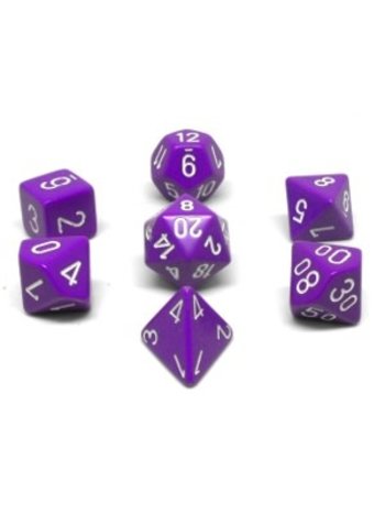 Chessex Set 7D Poly Opaques Violet avec chiffres blancs