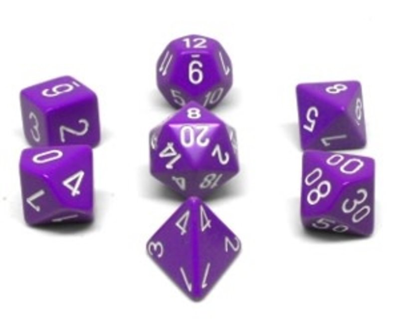 Chessex Set 7D Poly Violet with white numbers