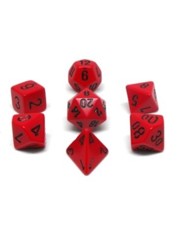 Chessex Set 7D Poly Opaque Rouge avec chiffres noirs