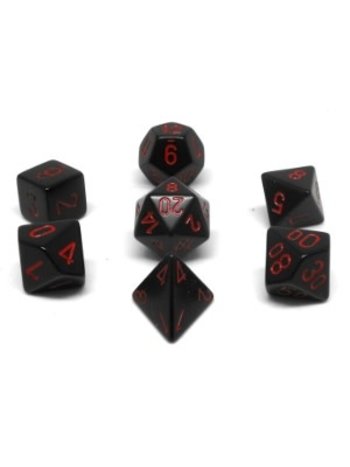 Chessex Set 7D Poly Opaque Noir avec chiffres rouges
