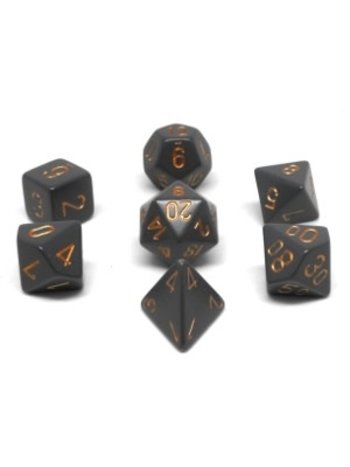 Chessex Set 7D Poly Opaque Dark Grey with copper numbers
