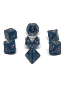 Chessex Set 7D Poly Opaques Dark Blue with copper numbers