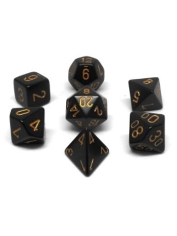 Chessex Set 7D Opaque Black with golden numbers