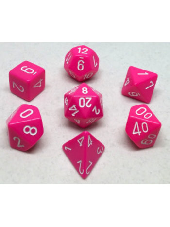Chessex Set 7D Poly Opaque Pink with white numbers