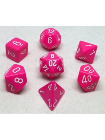 Chessex Set 7D Poly Opaque Rose avec chiffres blancs