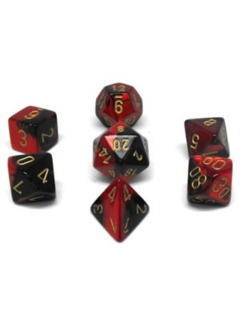 Chessex Set 7D Poly Gemini Noir-Rouge/Or