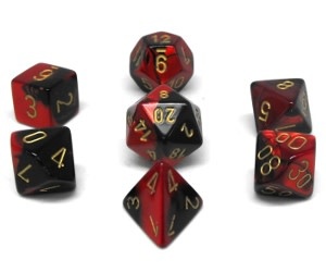 Chessex Set 7D Poly Gemini Noir-Rouge/Or