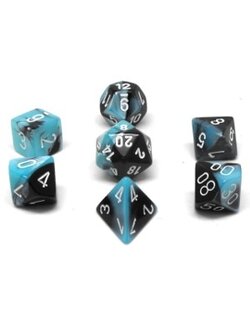 Chessex Set 7D Poly Gemini  Black-teal pearly/White