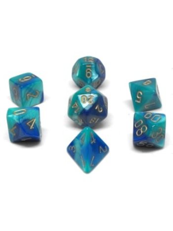 Chessex Set 7D Poly Gemini Blue-Teal/Gold
