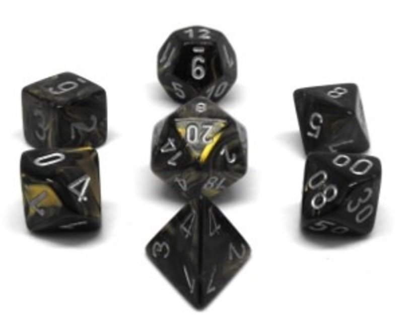 Chessex Set 7D Poly Scarab Noir-Or/Silver