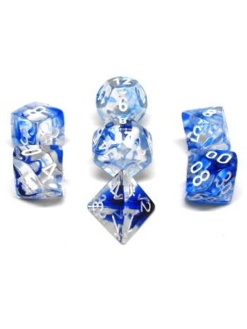 Chessex Set 7D Poly Nebula Bleu Foncé/Blanc