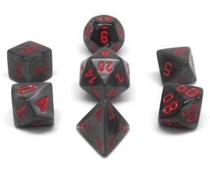 Chessex Set 7D Poly Black Velvet/Red