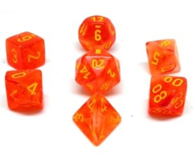 Chessex Set 7D Poly Ghostly Glow Orange/Yellow